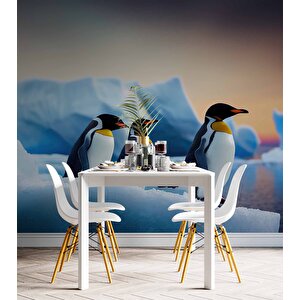 Kutuplar Ve Penguen Manzaralı Duvar Kağıdı - Dkm869059
