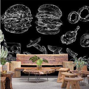 Fast-food Konulu Duvar Kağıdı Baskı - Dkm157060 550x260 cm
