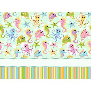 Deniz Atı Ve Ahtapot Desenli Çocuk Odası Duvar Kağıdı Baskı - Dkm417061