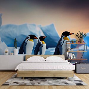 Kutuplar Ve Penguen Manzaralı Duvar Kağıdı - Dkm869043 900x240 cm