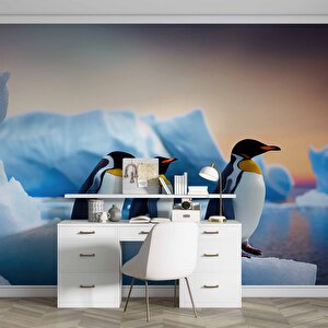 Kutuplar Ve Penguen Manzaralı Duvar Kağıdı - Dkm869043