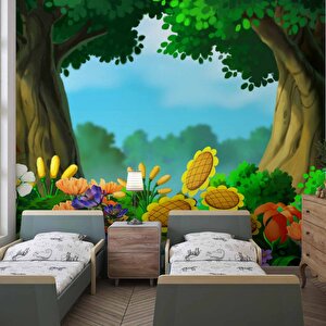 Orman Çiçekleri Çocuk Odası Duvar Kağıdı Baskı - Dkm397009 325x200 cm