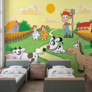 Hayvan Çiftliği Duvar Kağıdı Baskı - Dkm360070 275x280 cm