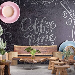 Cafe Desenli-yazılı Duvar Kağıdı Baskı - Dkm155039 550x240 cm