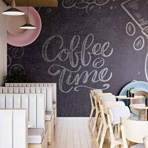 Cafe Desenli-yazılı Duvar Kağıdı Baskı - Dkm155039 550x240 cm