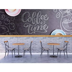 Cafe Desenli-yazılı Duvar Kağıdı Baskı - Dkm155039 550x240 cm