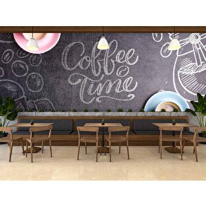 Cafe Desenli-yazılı Duvar Kağıdı Baskı - Dkm155104