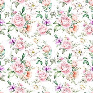 Pembe Turuncu Gül Desenli Duvar Kağıdı - Dkm972082