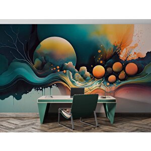 Renkli Sanatsal Çizim Duvar Kağıdı - Copydkm760125