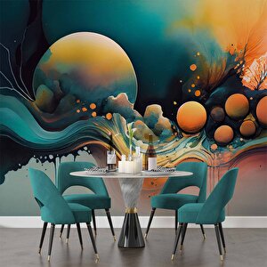 Renkli Sanatsal Çizim Duvar Kağıdı - Copydkm760124