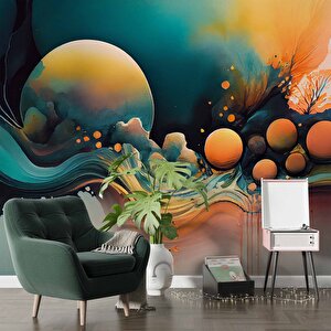 Renkli Sanatsal Çizim Duvar Kağıdı - Copydkm760124