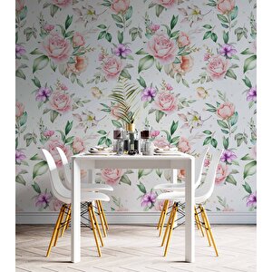 Pembe Turuncu Gül Desenli Duvar Kağıdı - Dkm972012