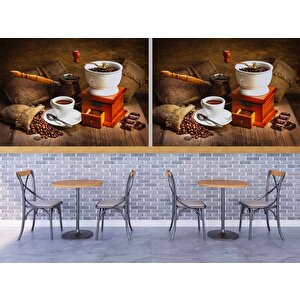 Kahve Öğütme Ve Cezve Temalı Cafe Duvar Kağıdı Baskı - Dkm269057