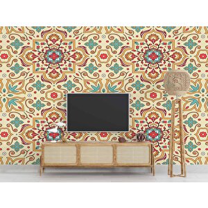 Renkli Çini Motifli Duvar Kağıdı - Dkb941014 450x200 cm