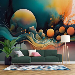 Renkli Sanatsal Çizim Duvar Kağıdı - Copydkm760066 150x280 cm