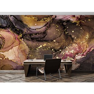 3 Boyutlu Altın Sim Mermer Desenli Duvar Kağıdı - Dkm740099