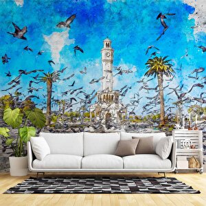 İzmir Konak Saatli Kule Duvar Kağıdı - Dkm705001 100x100 cm