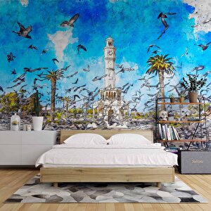 İzmir Konak Saatli Kule Duvar Kağıdı - Dkm705001 100x100 cm