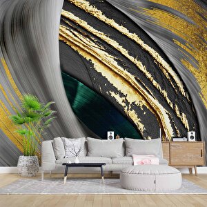 3 Boyutlu Altın Gümüş Varaklı Duvar Kağıdı - Dkm760099 475x300 cm