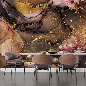 3 Boyutlu Altın Sim Mermer Desenli Duvar Kağıdı - Dkm740124