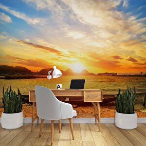 Sandal Deniz Manzaralı Gündoğumu Duvar Kağıdı Baskı - Dkm228114