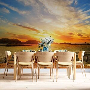 Sandal Deniz Manzaralı Gündoğumu Duvar Kağıdı Baskı - Dkm228055