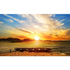 Sandal Deniz Manzaralı Gündoğumu Duvar Kağıdı Baskı - Dkm228055