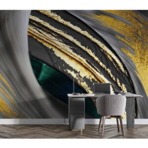 3 Boyutlu Altın Gümüş Varaklı Duvar Kağıdı - Dkm760023