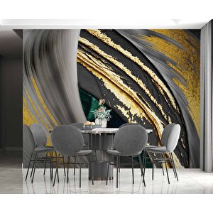 3 Boyutlu Altın Gümüş Varaklı Duvar Kağıdı - Dkm760023