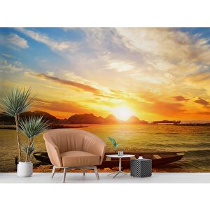 Sandal Deniz Manzaralı Gündoğumu Duvar Kağıdı Baskı - Dkm228007