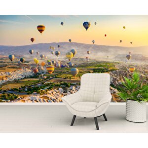 Kapadokya Renkli Sıcak Hava Manzaralı Duvar Kağıdı Baskı - Dkm553072