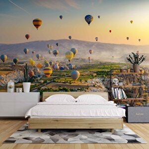 Kapadokya Renkli Sıcak Hava Manzaralı Duvar Kağıdı Baskı - Dkm553011 375x200 cm