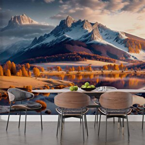 Karlı Dağ Ve Nehir Manzaralı Duvar Kağıdı - Dkm828106