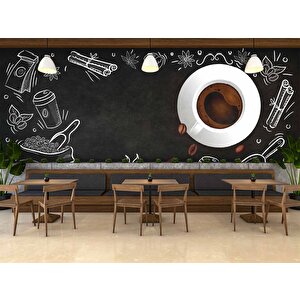 Kahve Desenli Cafe Duvar Kağıdı Baskı - Dkm150065