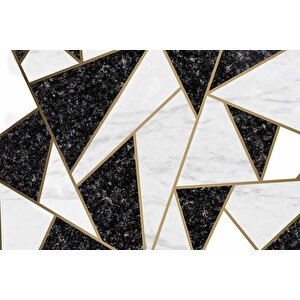 Siyah Beyaz Üçgen Mermer Desenli Duvar Kağıdı Baskı - Dkm117095