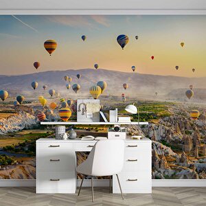 Kapadokya Renkli Sıcak Hava Manzaralı Duvar Kağıdı Baskı - Dkm553118
