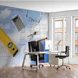 Mimari İnşaat Çizimi Gayrimenkul Emlak Ve Gayrimenkul Duvar Kağıdı Baskı - Dkm323029 300x240 cm