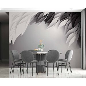 3 Boyutlu Siyah Beyaz Tüy Desenli Duvar Kağıdı - Dkm713054