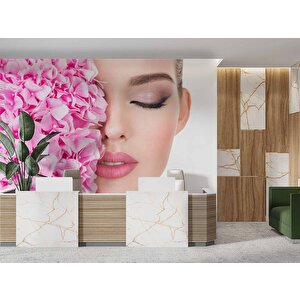 Makyaj Temalı Kadın Kuaför Duvar Kağıdı Baskı - Dkm130007 275x200 cm