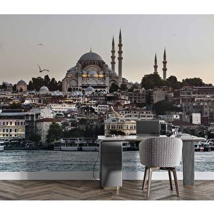 İstanbul Cami Manzaralı Duvar Kağıdı Baskı - Dkm502032 375x240 cm