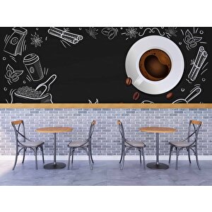 Kahve Desenli Cafe Duvar Kağıdı Baskı - Dkm150073 350x280 cm