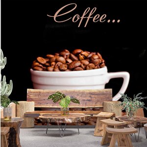 Kahve Fincanlı Cafe Duvar Kağıdı Baskı - Dkm302079