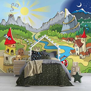 Masal Şehri Çocuk Odası Duvar Kağıdı Baskı - Dkm369109