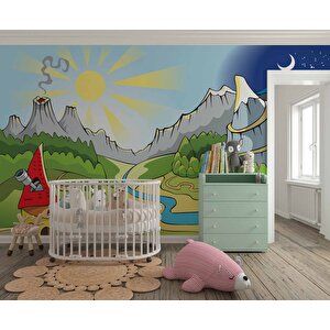 Masal Şehri Çocuk Odası Duvar Kağıdı Baskı - Dkm369118 425x315 cm