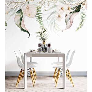 Botanik Yaprak Ve Çiçekli Duvar Kağıdı Baskı - Dkm094111