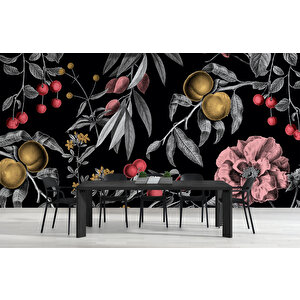 Meyve Ve Yaprak Desenli Duvar Kağıdı Baskı - Dkm554001