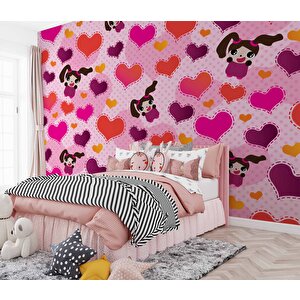 Kalpli Pembe Çocuk Duvar Duvar Kağıdı Baskı - Dkm379027 250x240 cm