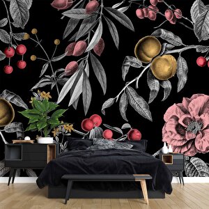 Meyve Ve Yaprak Desenli Duvar Kağıdı Baskı - Dkm554088 200x300 cm