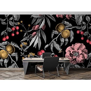 Meyve Ve Yaprak Desenli Duvar Kağıdı Baskı - Dkm554088