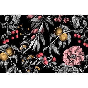 Meyve Ve Yaprak Desenli Duvar Kağıdı Baskı - Dkm554088